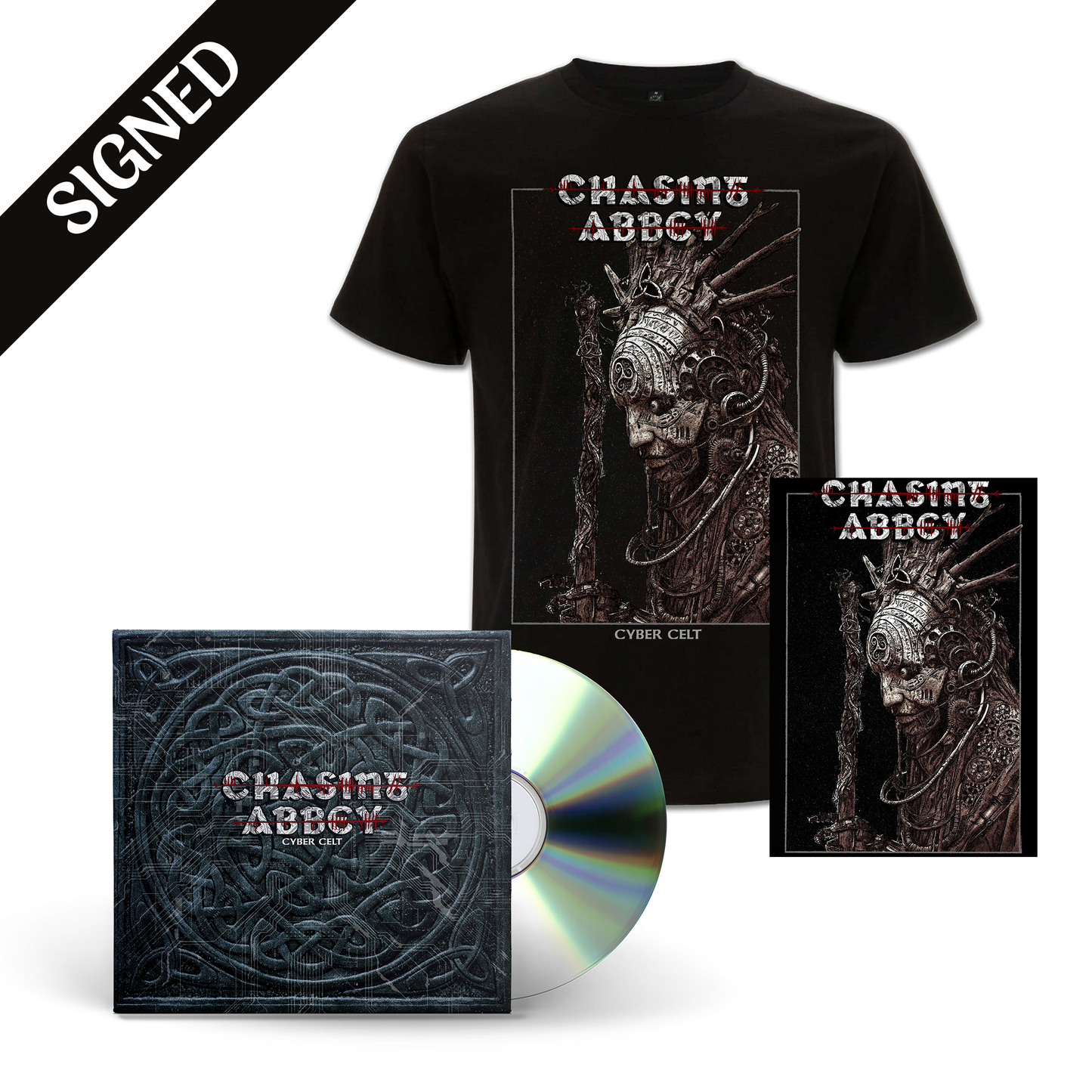 CYBER CELT CD + Tee + SIGNED Poster Bundle